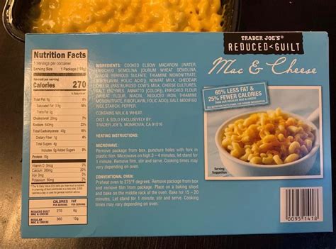 How many calories are in reduced guilt macaroni and cheese - calories, carbs, nutrition