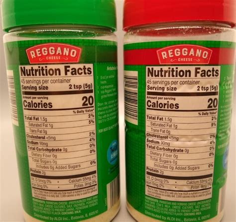 How many calories are in reggano - calories, carbs, nutrition