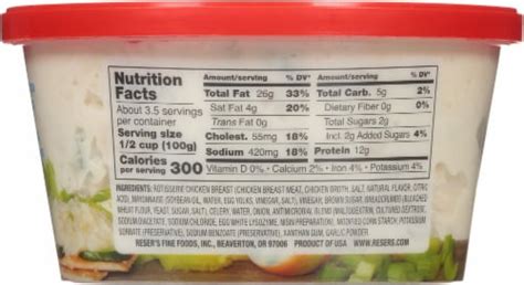 How many calories are in reser's white meat chicken salad - calories, carbs, nutrition