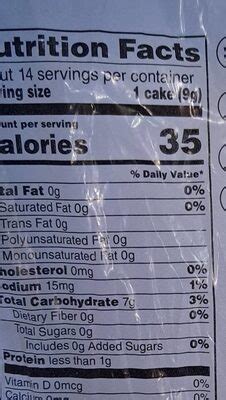 How many calories are in rice cake bar - calories, carbs, nutrition