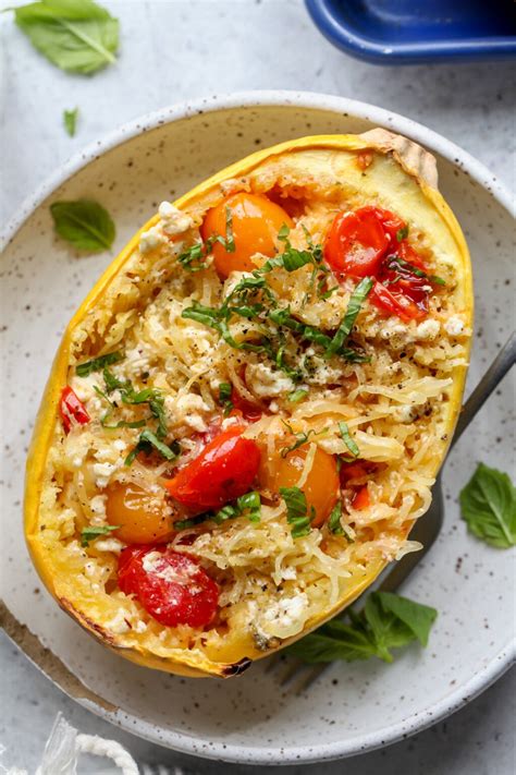 How many calories are in roasted tomatoes with spaghetti squash, feta and mint - calories, carbs, nutrition