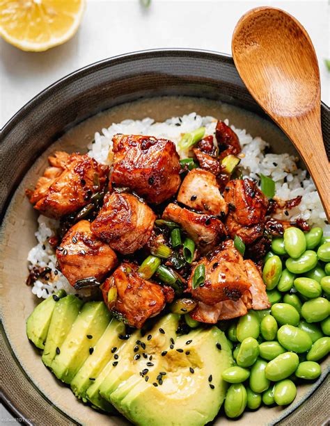 How many calories are in salmon teriyaki bowl - calories, carbs, nutrition