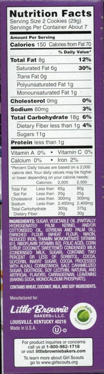 How many calories are in samoas - calories, carbs, nutrition