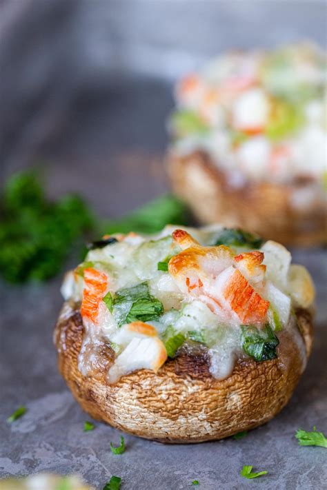 How many calories are in seafood stuffed mushroom caps - calories, carbs, nutrition