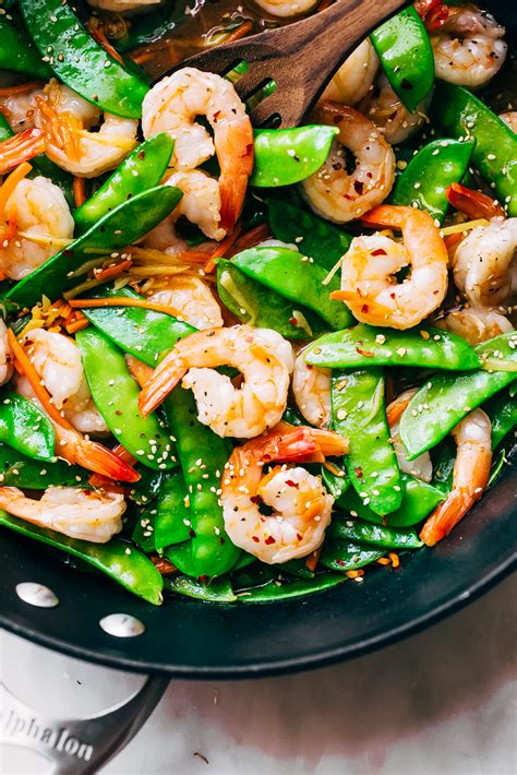 How many calories are in shrimp and snow pea stir-fry - calories, carbs, nutrition