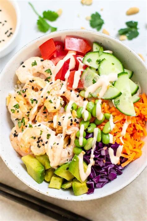 How many calories are in shrimp poke bowl - calories, carbs, nutrition