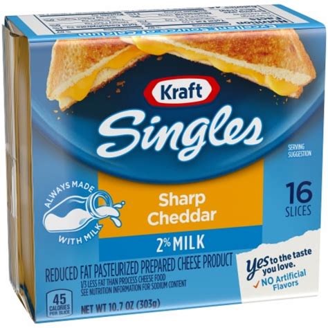 How many calories are in singles 2% milk sharp cheddar - calories, carbs, nutrition