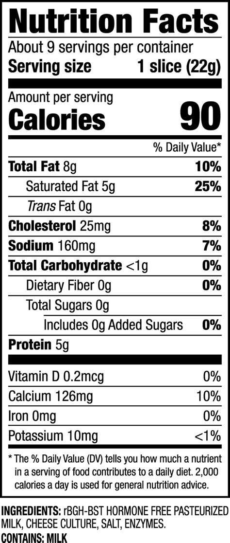 How many calories are in sliced havarti - calories, carbs, nutrition