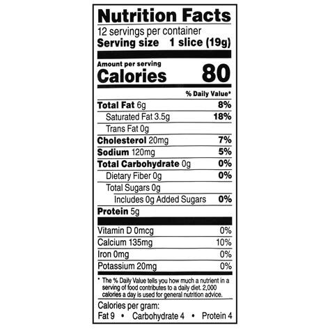 How many calories are in sliced lite cheddar - calories, carbs, nutrition