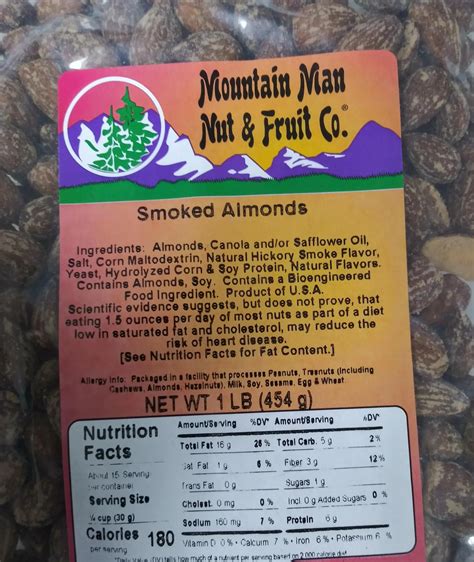 How many calories are in smoked almonds - calories, carbs, nutrition