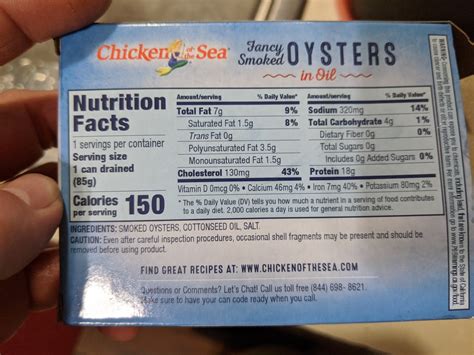 How many calories are in smoked oysters - calories, carbs, nutrition