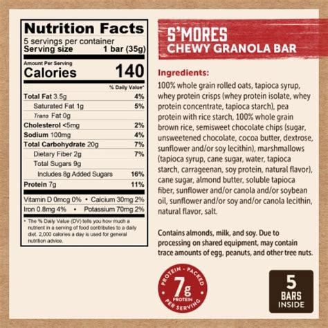 How many calories are in smore bar - calories, carbs, nutrition