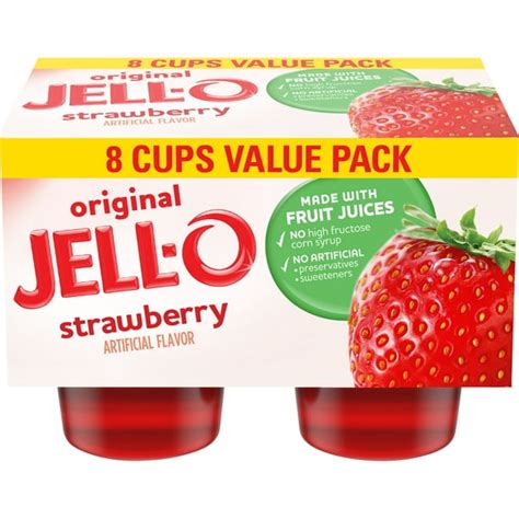 How many calories are in snack cup gelatin strawberry - calories, carbs, nutrition