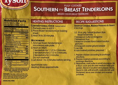 How many calories are in southern breast tenderloins - calories, carbs, nutrition