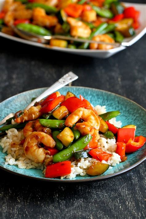 How many calories are in spicy shrimp vegetable stir-fry, over rice - calories, carbs, nutrition