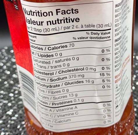 How many calories are in spicy sweet chili sauce - calories, carbs, nutrition