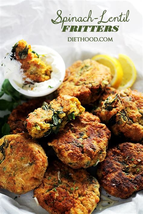 How many calories are in spinach lentil fritters - calories, carbs, nutrition