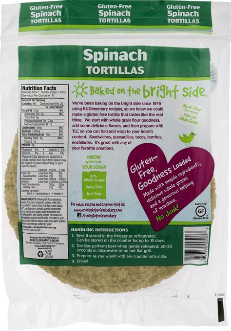How many calories are in spinach tortilla chips - calories, carbs, nutrition