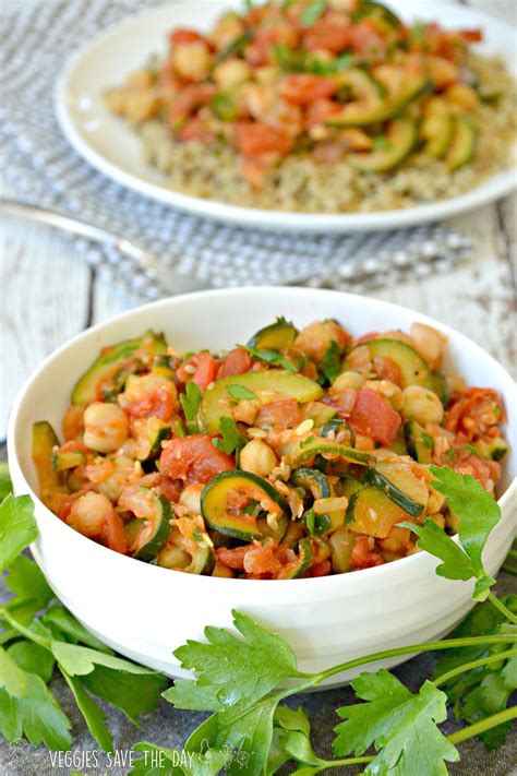 How many calories are in stewed chickpeas and zucchini - calories, carbs, nutrition