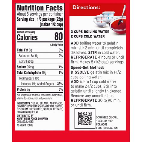 How many calories are in strawberry gelatin - calories, carbs, nutrition