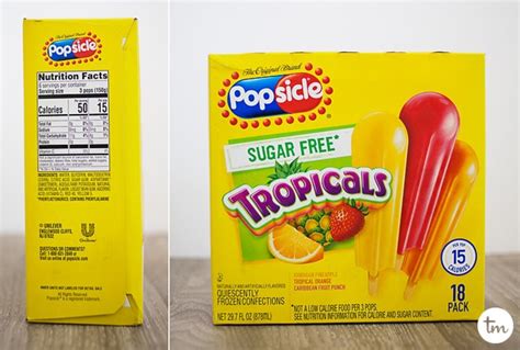 How many calories are in sugar free popsicles - calories, carbs, nutrition