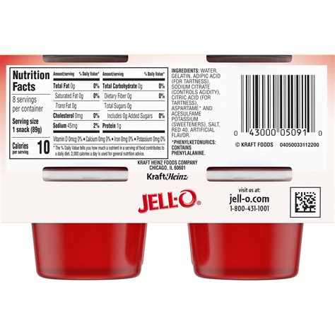 How many calories are in sugar free red gelatin - calories, carbs, nutrition