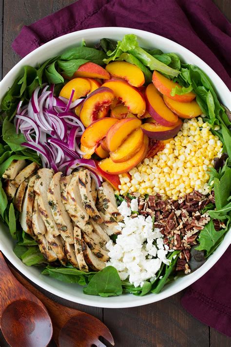 How many calories are in summer peach salad with balsamic chicken - calories, carbs, nutrition