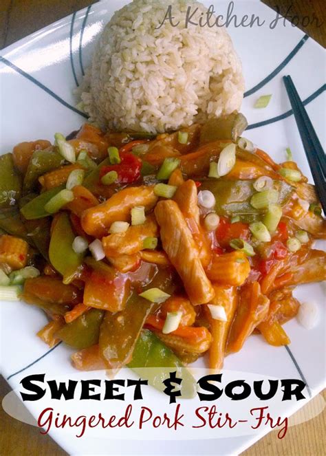 How many calories are in sweet and sour pork with tropical rice and gingered snow peas - calories, carbs, nutrition