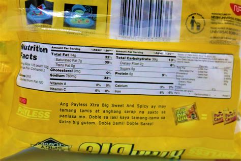 How many calories are in sweet and spicy pancit canton - calories, carbs, nutrition