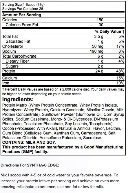 How many calories are in syntha 6 (strawberry) - calories, carbs, nutrition