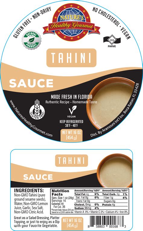 How many calories are in tahini dressing - calories, carbs, nutrition