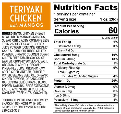 How many calories are in teriyaki chicken breast - food on demand - calories, carbs, nutrition