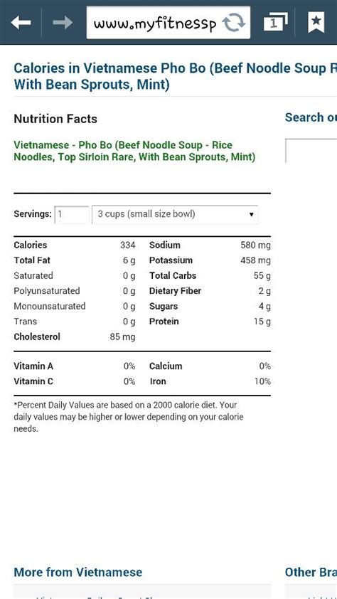 How many calories are in tofu pho - calories, carbs, nutrition