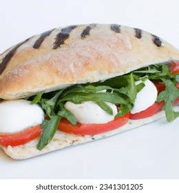 How many calories are in tomato mozzarella arugula and balsamic vinaigrette on panini bread (111988.0) - calories, carbs, nutrition