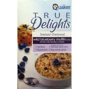 How many calories are in true delights instant oatmeal - wild blueberry muffin - calories, carbs, nutrition