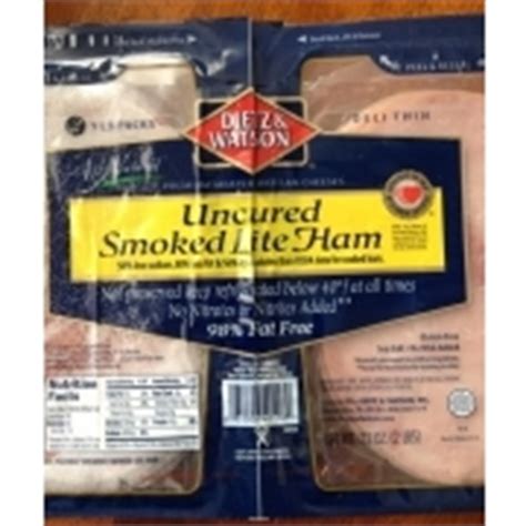 How many calories are in uncured smoked lite ham - calories, carbs, nutrition