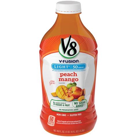 How many calories are in v8 peach mango - calories, carbs, nutrition