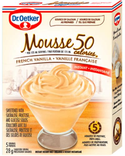 How many calories are in vanilla mousse - calories, carbs, nutrition
