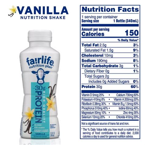 How many calories are in vanilla protein drink - calories, carbs, nutrition