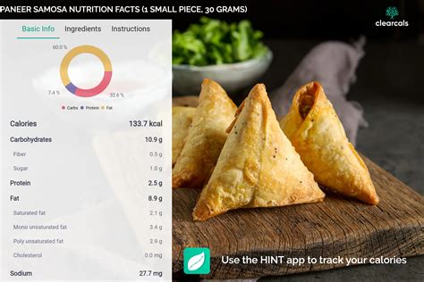 How many calories are in vegetable samosa - calories, carbs, nutrition