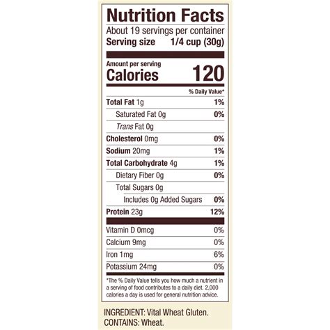 How many calories are in vital wheat gluten - calories, carbs, nutrition