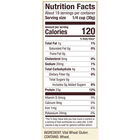 How many calories are in vital wheat gluten - calories, carbs, nutrition