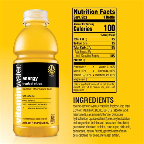 How many calories are in vitamin water - energy (tropical citrus) - calories, carbs, nutrition