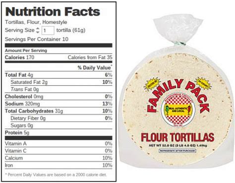 How many calories are in warm flour tortilla 6