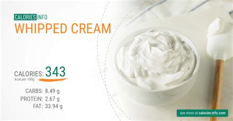 How many calories are in whipped cream - calories, carbs, nutrition