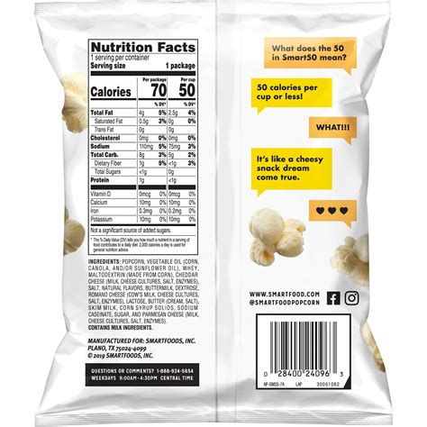 How many calories are in white cheddar popcorn crisps - calories, carbs, nutrition