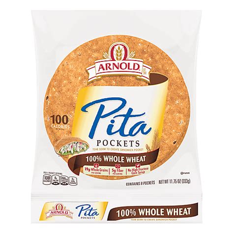 How many calories are in whole wheat pita pockets (8) - calories, carbs, nutrition