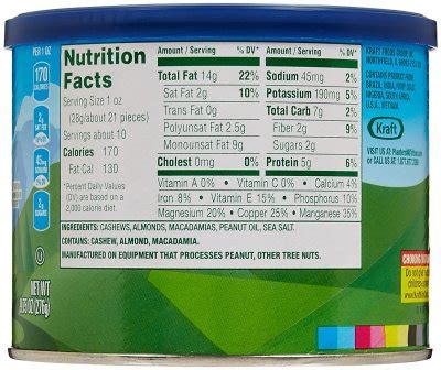 How many calories are in wholesome nut blend - calories, carbs, nutrition