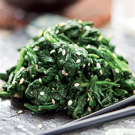 How many calories are in wilted spinach with sesame and ginger - calories, carbs, nutrition