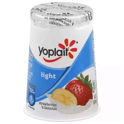 How many calories are in yoplait light fat free strawberries 'n bananas - calories, carbs, nutrition